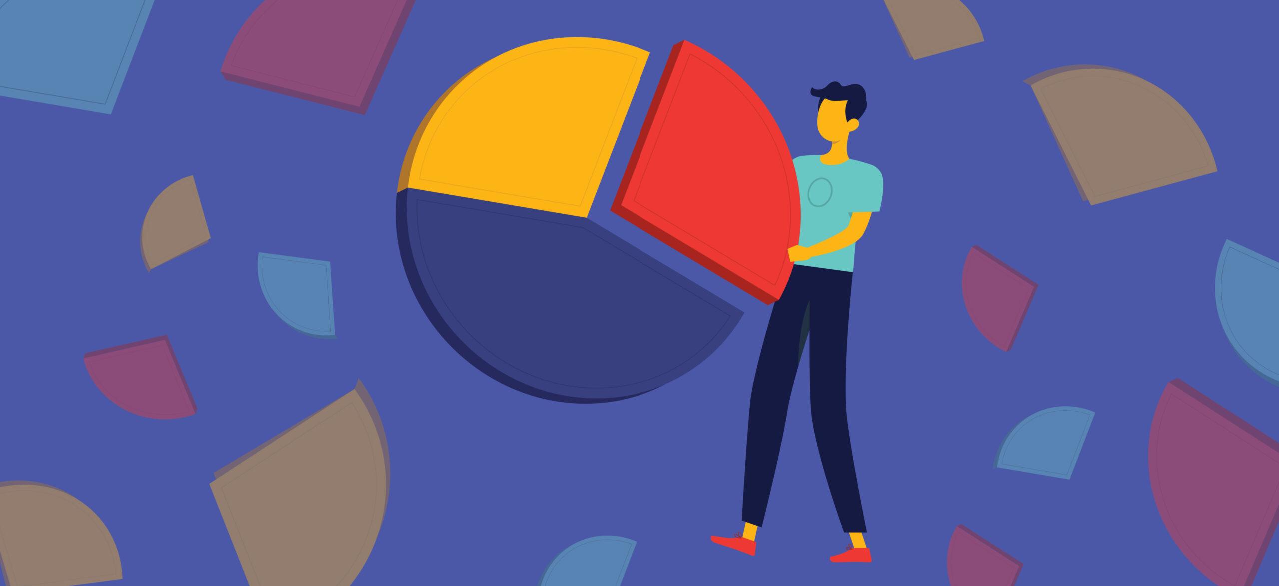 woman holding a pie chart