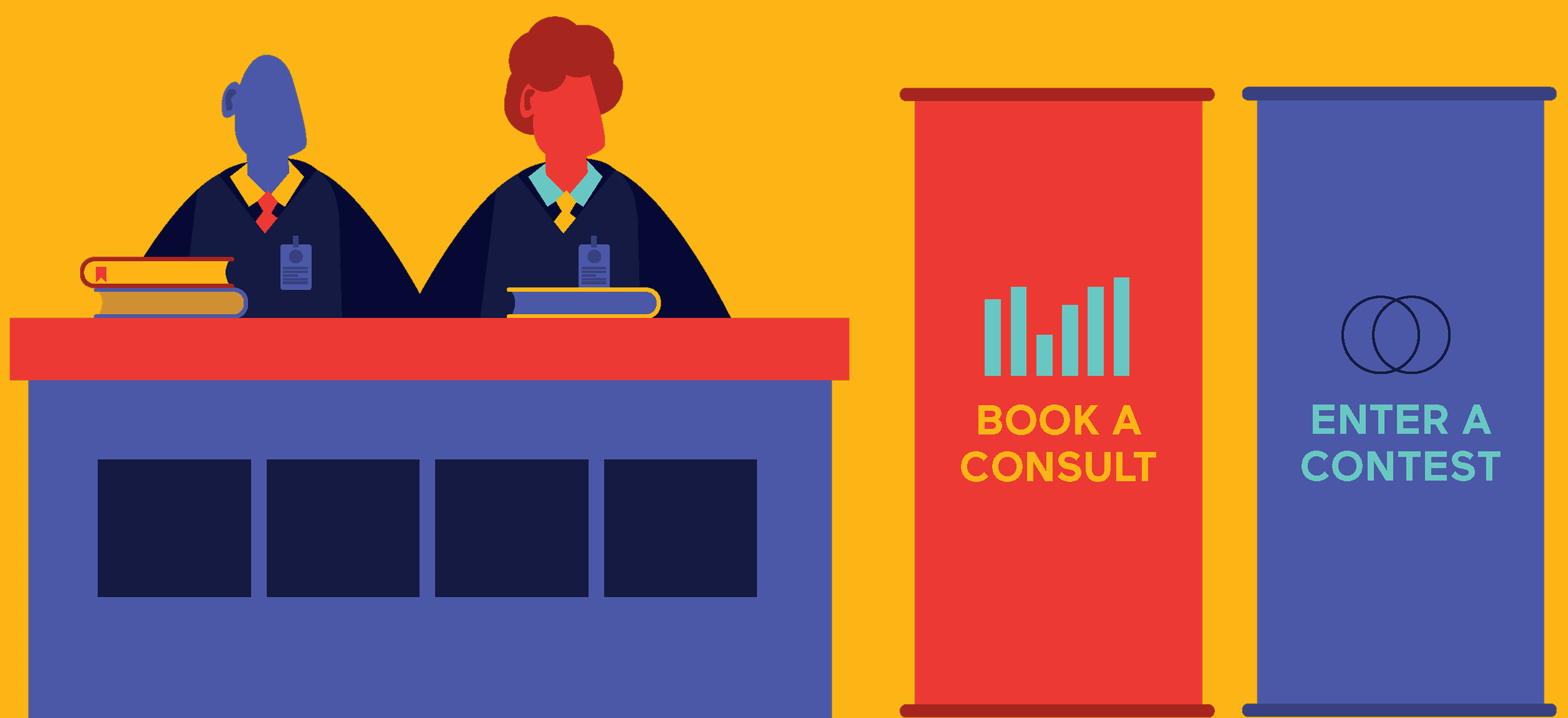 law firm booth at a trade show